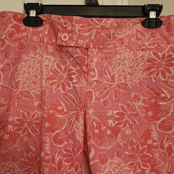 Lilly Pulitzer "Palm Beach Fit" Pink Tropical Print Cropped Pants Size 8 - Picture 2 of 12
